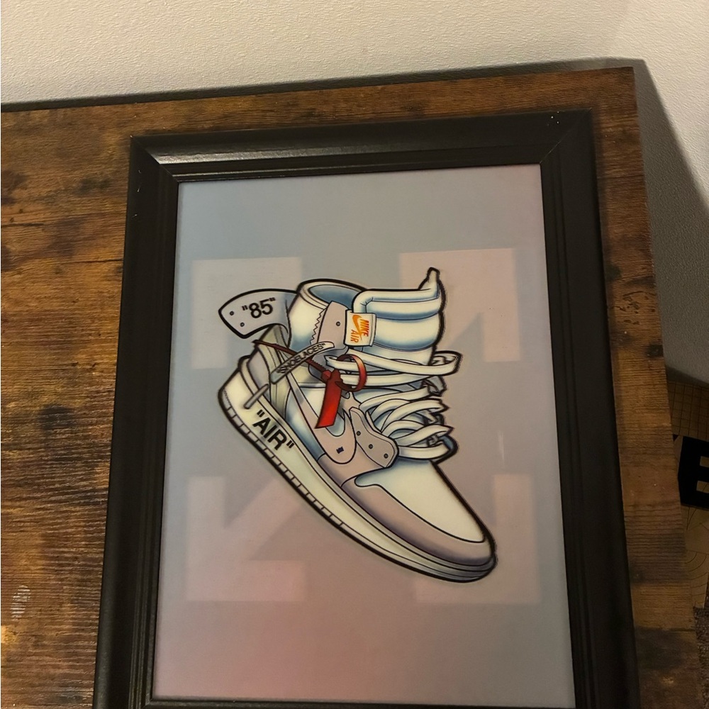 Modern Sneaker Art Print with Black Frame